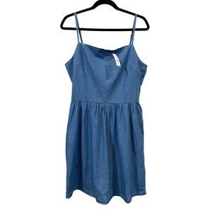 Women's GAP Soft Denim Sleeveless Knee Length Dress 100% Cotton Summer - Large
